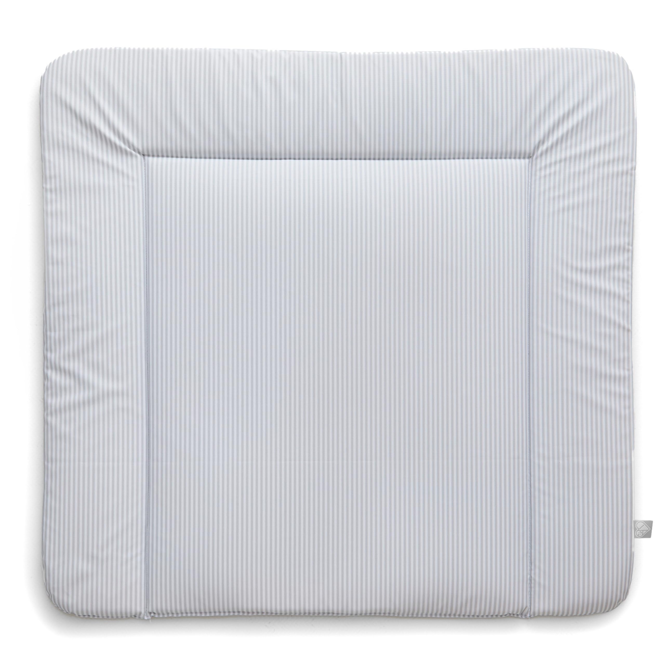 Premium Wickelauflage 77x73 cm | Wickelunterlage für Wickelkommode Malm Hemnes Nordli | ÖKO-TEX 100 | Abwaschbar, wasserabweisend, beidseitig bedruckt | Farbstoff- und phthalatfrei | Streifen grau