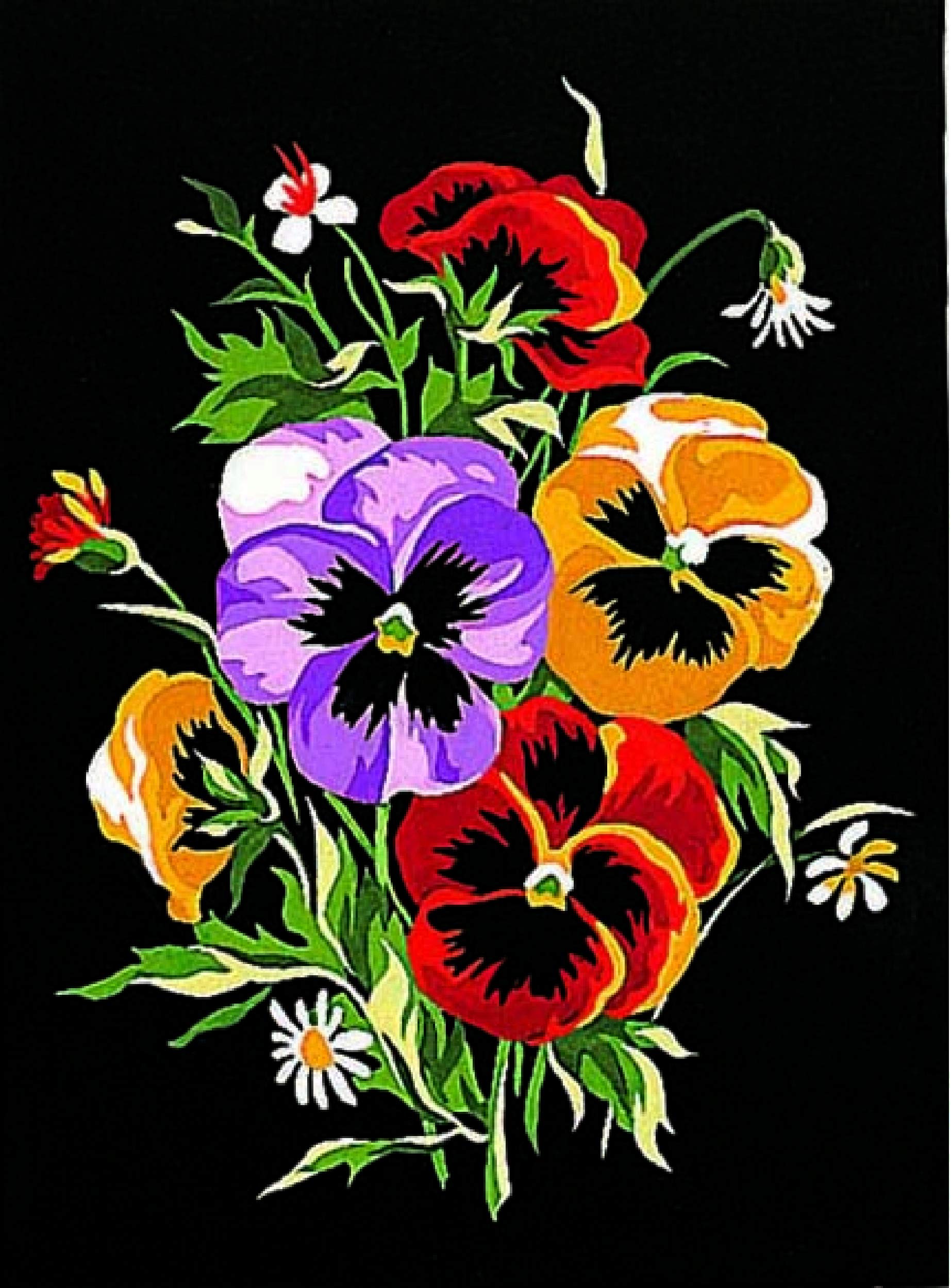 Margot de Paris Tapestry/Needlepoint Kit – Pansies After Herrier (Pensées)