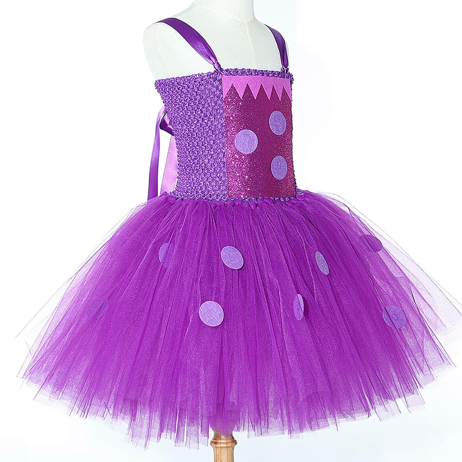 Générique tutù viola con paillettes per ragazze, ideale per Halloween e 1-12 anni.