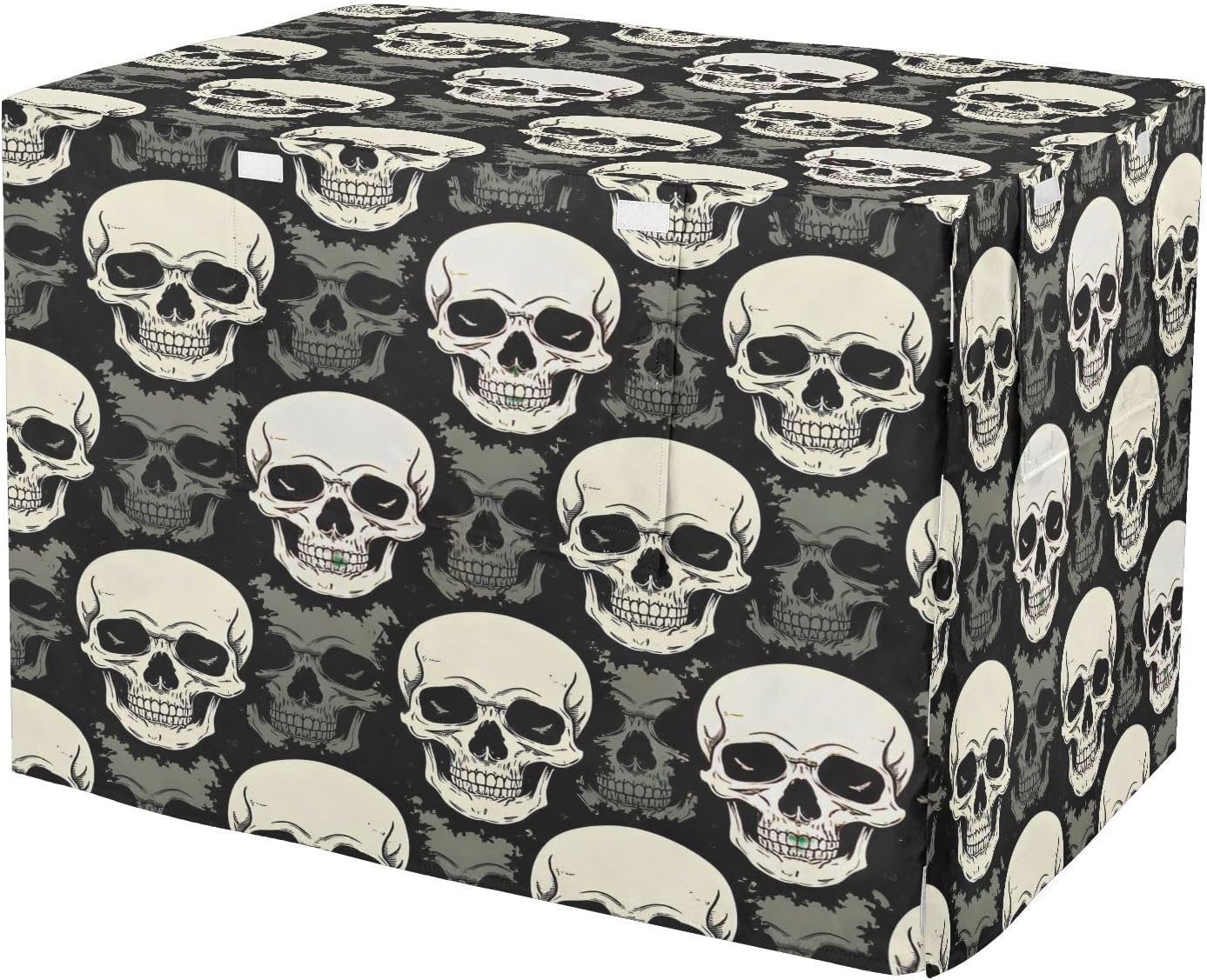 Skeleton Heads Dog Crate Cover 600D Oxford Pet Kennel Cover with Mesh Window for Dog Cages, Windproof Waterproof Machine Washable, 42"x28"x30"