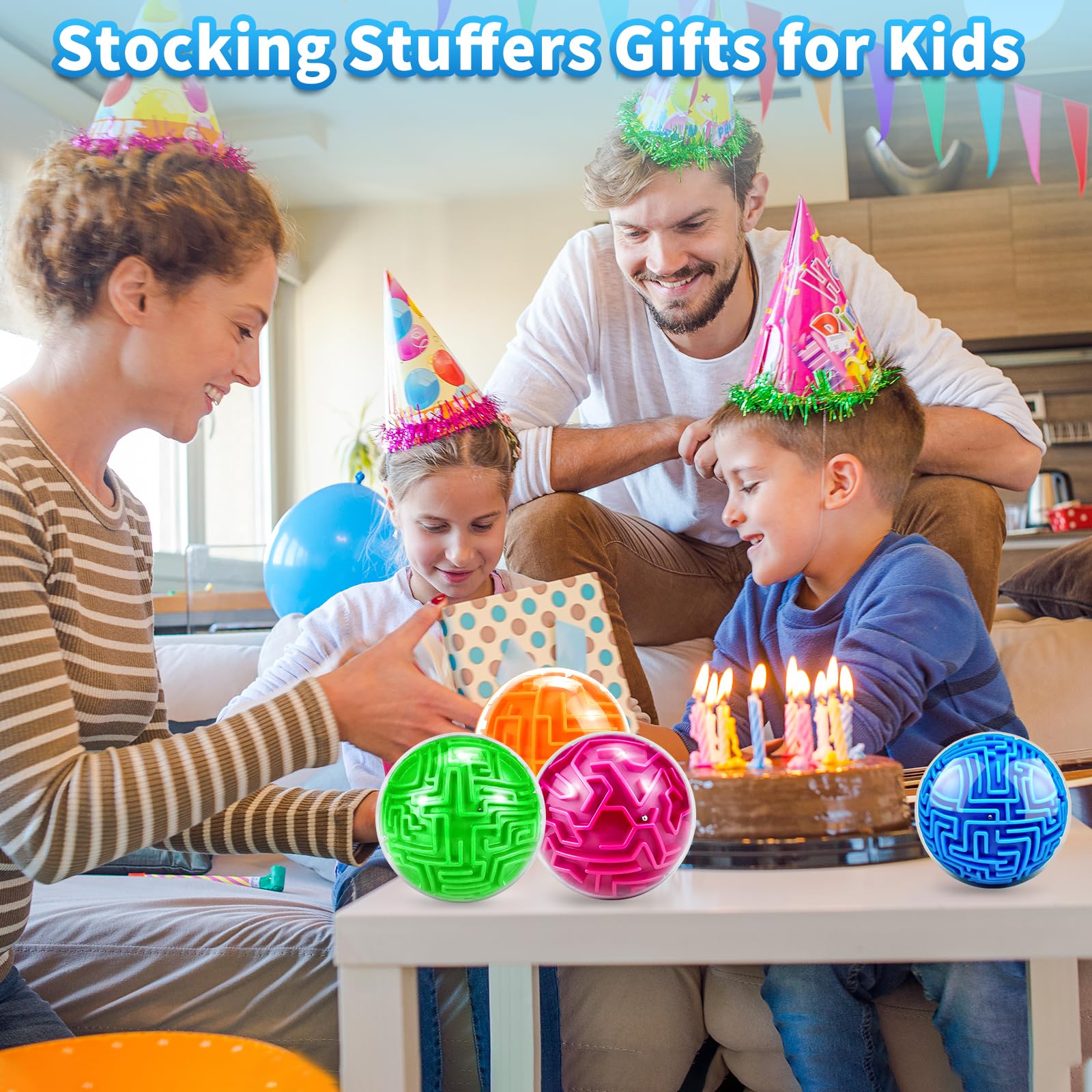 Paquete de 4 juguetes de bola de laberinto de rompecabezas 3D | Juego de laberinto de rompecabezas para adultos y niños de 8 a 12 años o más de 13 regalos, juegos para adultos y familia, los 7