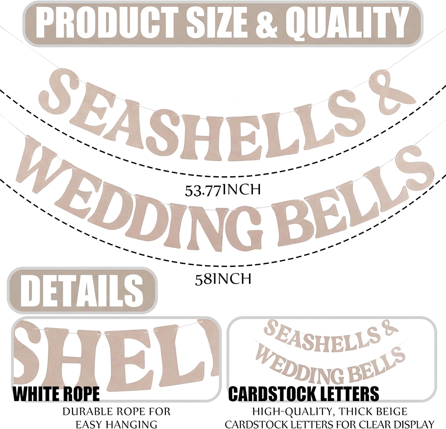 Affrolling Seashells & Wedding Bell Party Decorations Seashells and Wedding Bell Banner Beach Bridal Shower Coastal Bachelorette Party Decorations Last Toast on the Coast Decor Supplies