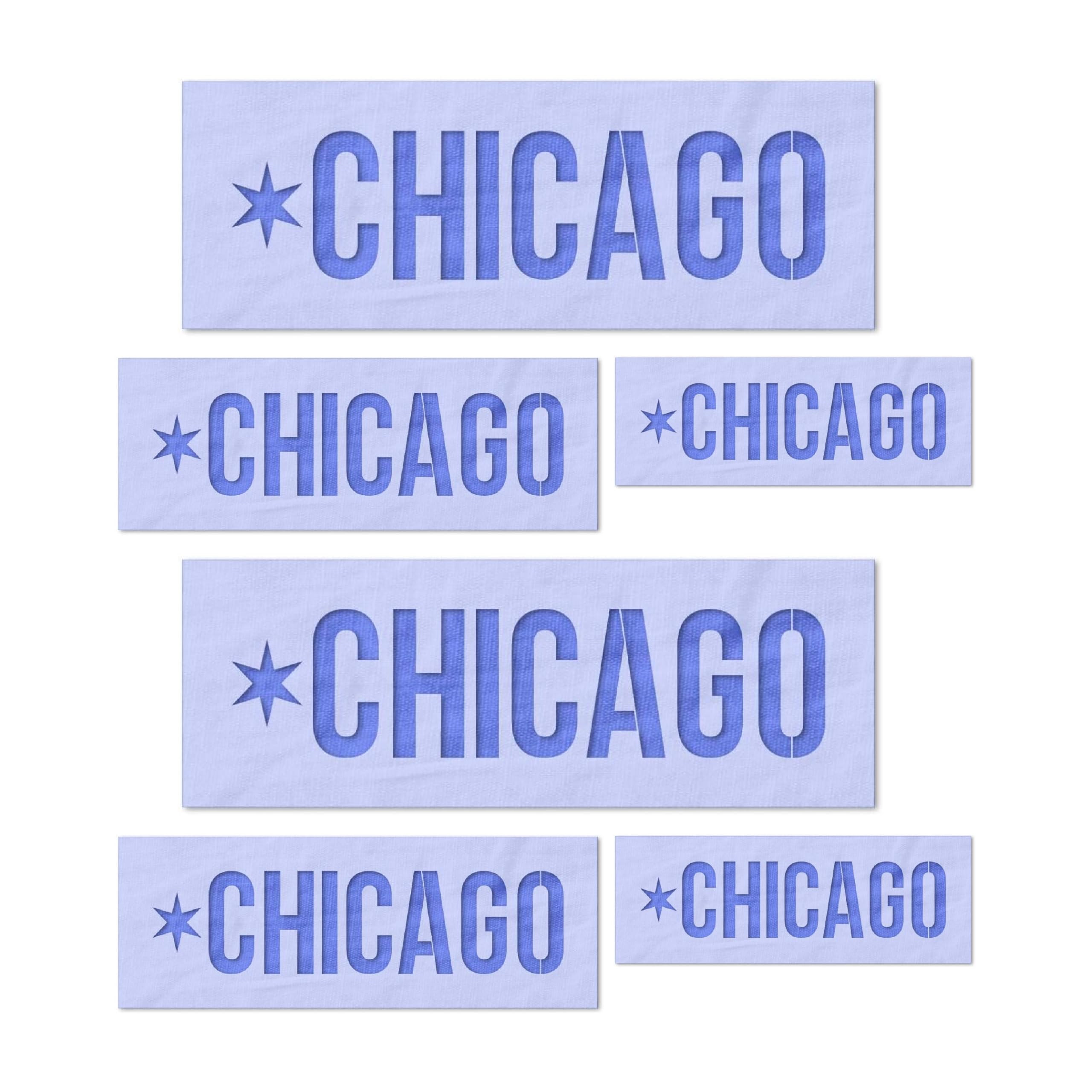 Stencil Stop Plantilla Chicago - Reutilizable para proyectos de bricolaje, pintura, dibujo, manualidades - Plástico Mylar de 14 mm (2, 3 y 4 pulgadas, 2 cada uno)