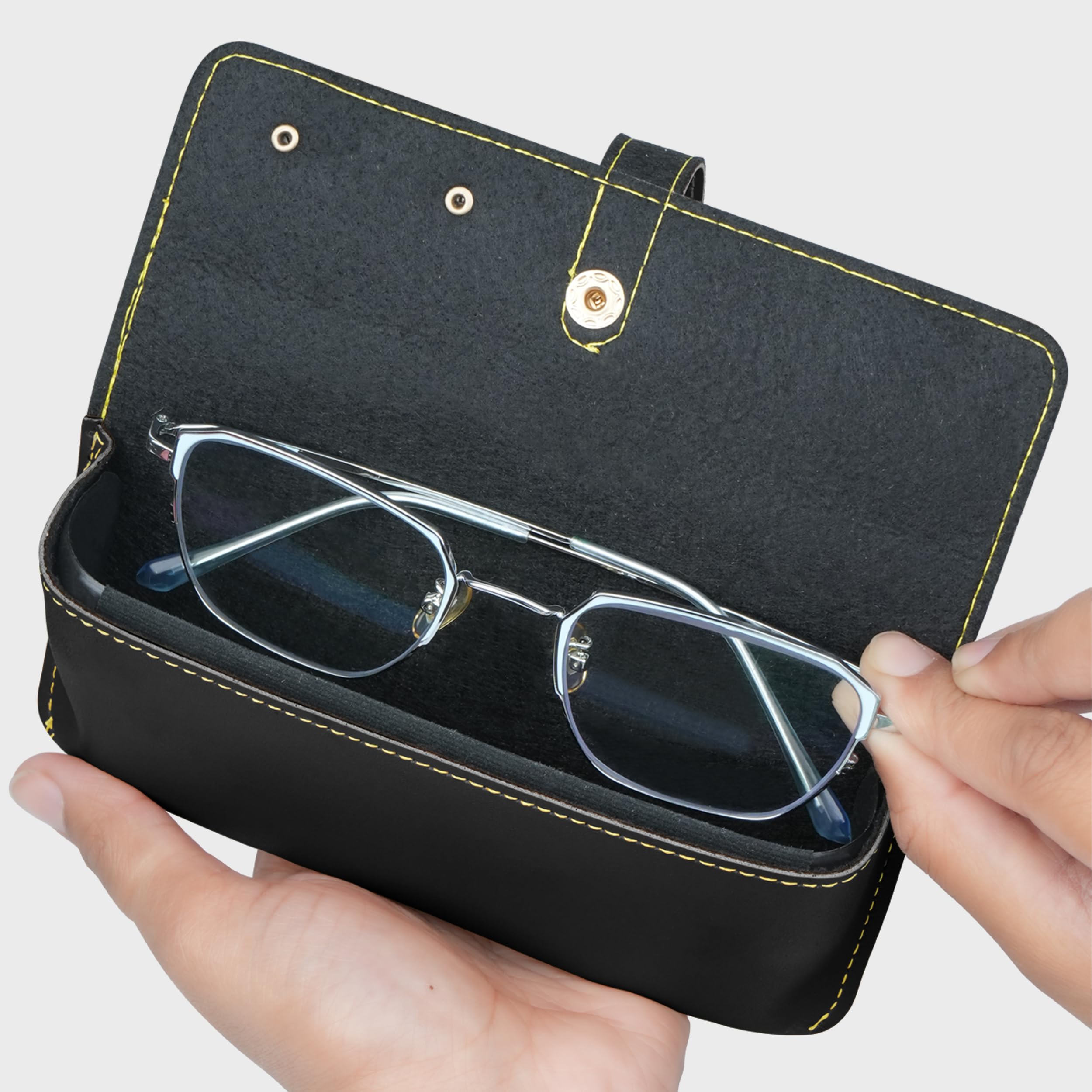 The Wallet Store Leather Eyewear Case for Men & Women Specs Cover - Black