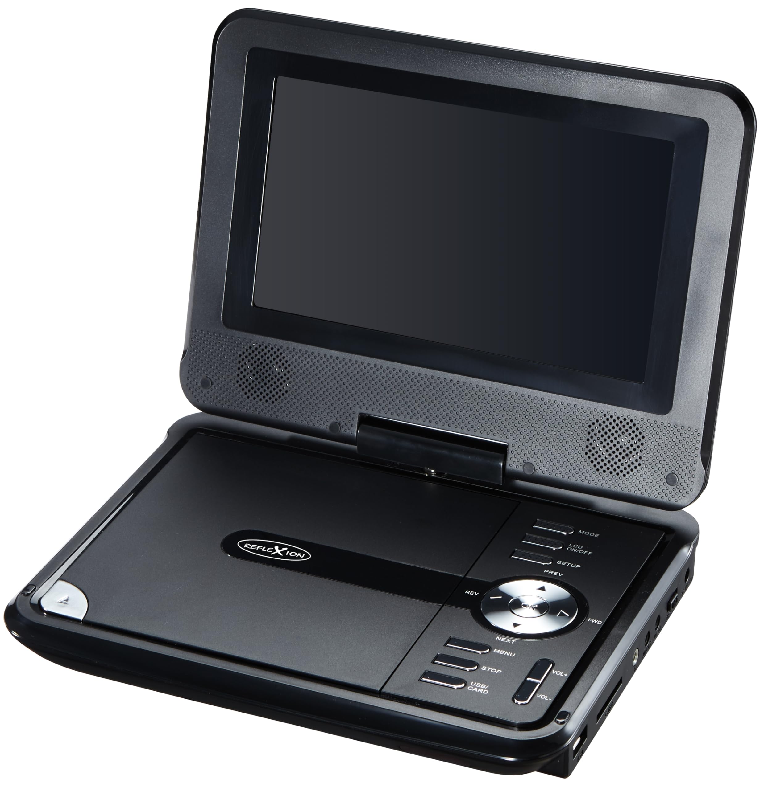 REFLEXION DVD7002N Écran LCD stéréo avec lecteur DVD 7" USB SD adaptateur voiture 180 degrés rotatif et pliable Système électronique anti-choc
