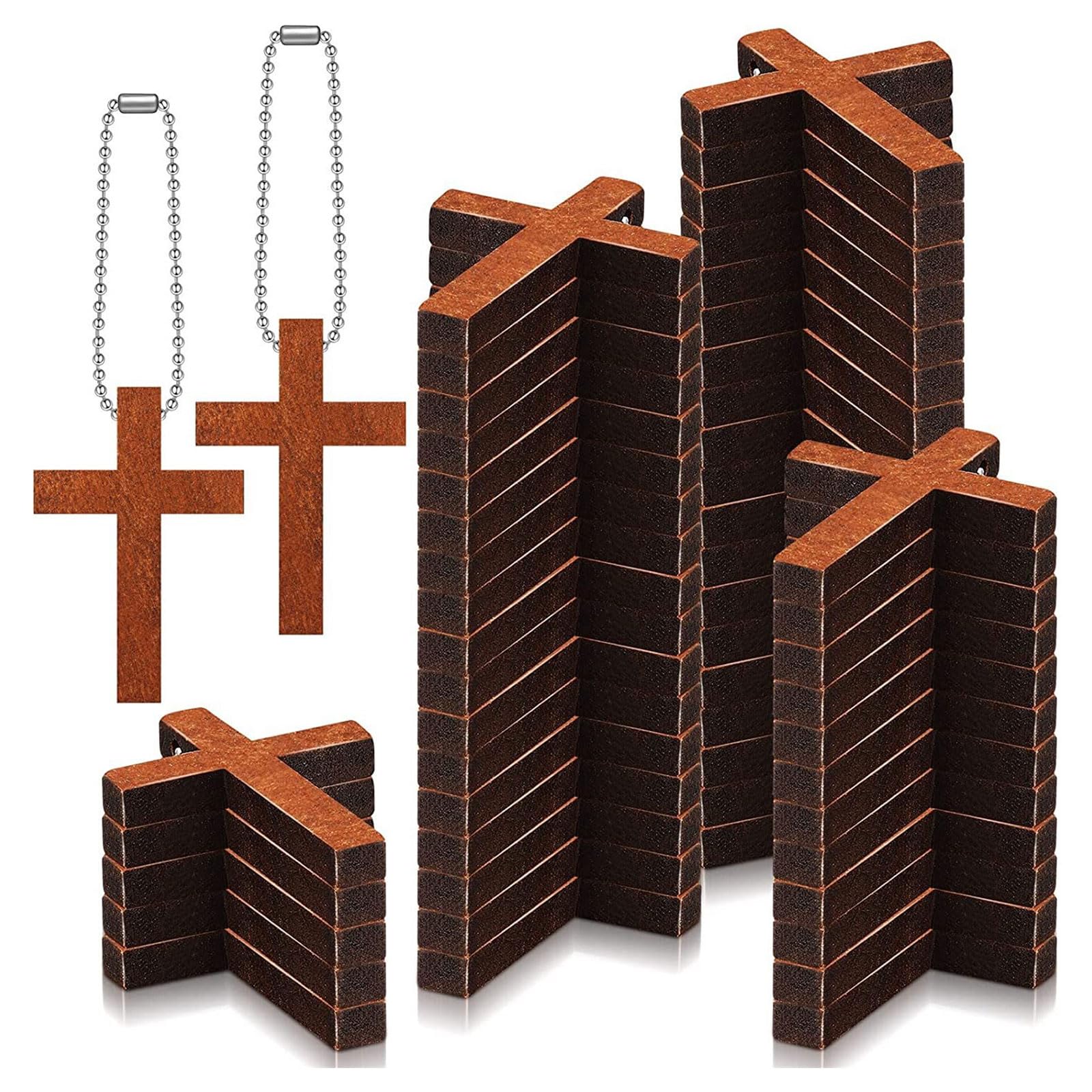 Kalttoy 100Pcs Small Wooden Crosses Charm Wood Pendant for Jewelry Making DIYS Craft Necklace Bracelets Earring Chain Hanging Crosses Keychain