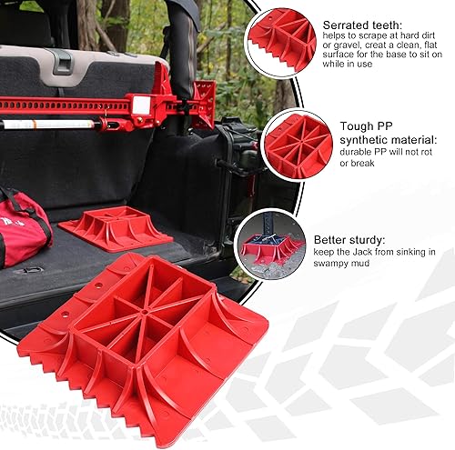 Miniatura 6 de Seven Sparta Soporte base compatible con Hi Lift Jack PP Pad para aliviar el hundimiento de elevación de Jack (rojo)