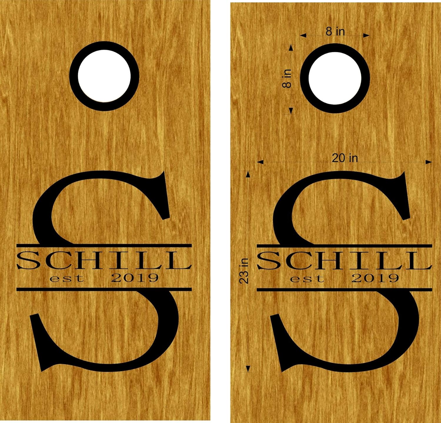 StickerChef Monogram Family Name Anniversary Cornhole Board Decals Stickers - Extra Large (2 Decals) - Wall Decals - Vinyl Stickers - Custom Text
