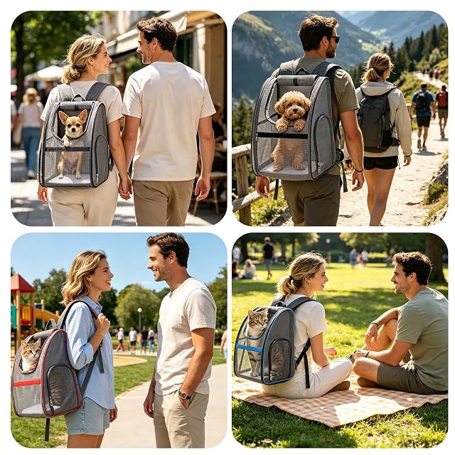 Foto 6 de 6 de Mochila para Perros Bolsa Transportar Perritos Gatos Plegable Transportín Perros Transportadoras Mochila…