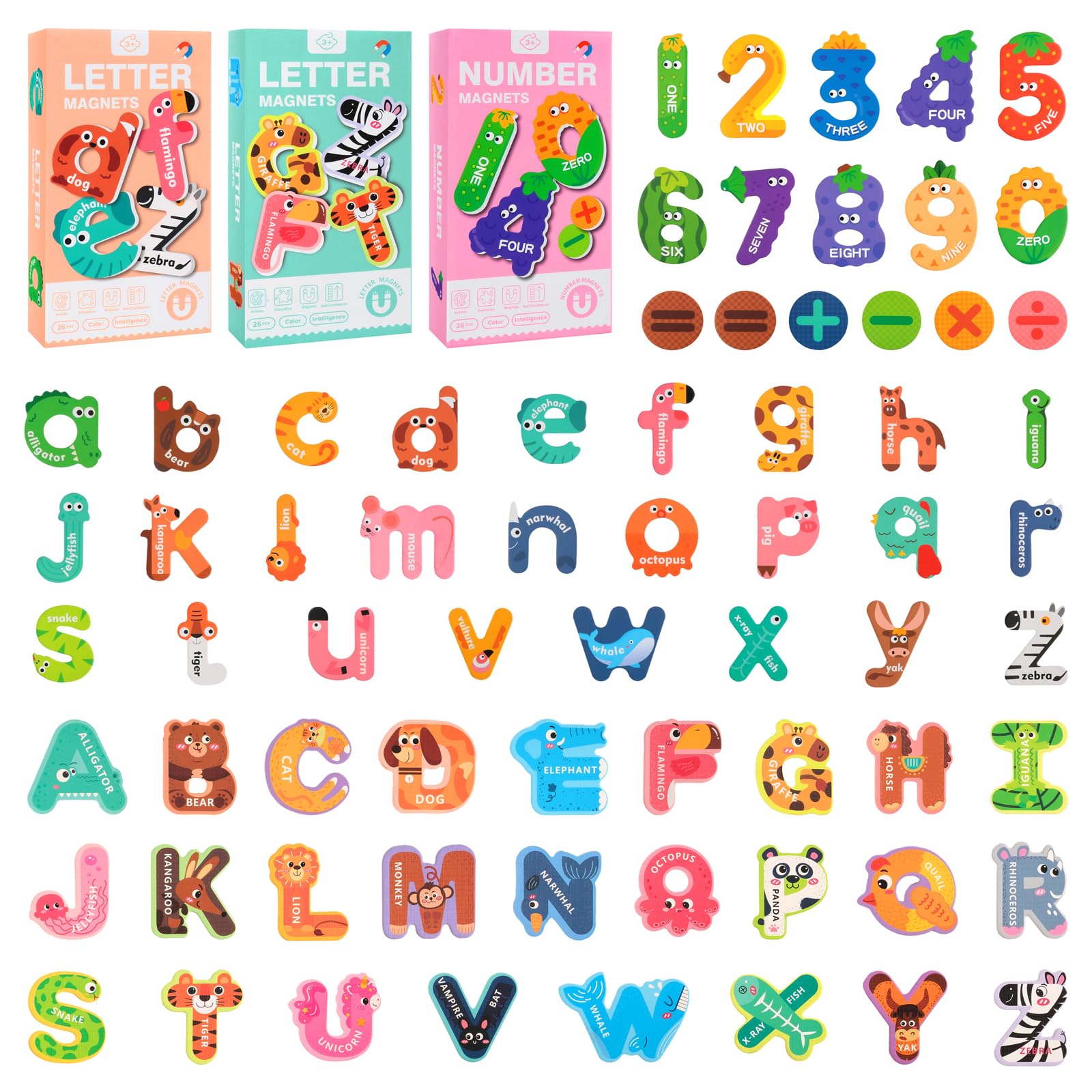 78 pcs Animal Magnetic Letters And Numbers For Children, Spelling Learning Fridge Magnets For Kids, Large Magnetic Alphabet Letters Uppercase Lowercase Alphabet Magnets For Fridge for 3 4 5 Years Old