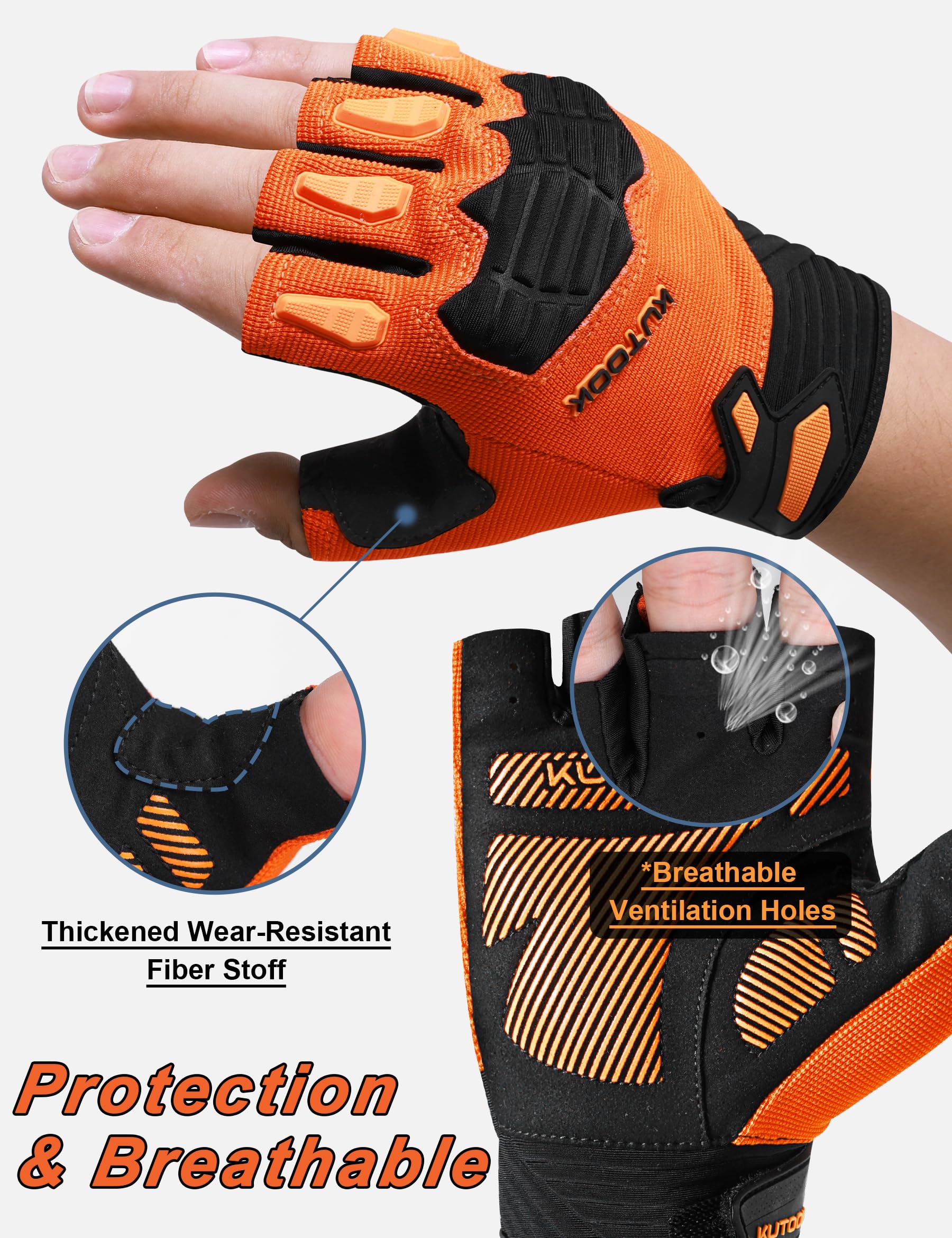 KUTOOK MTB Guantes de Ciclismo de Montaña Hombres Mujeres Verano con 5mm Palma Pad TPR SCR Protect Touch-Screen Transpirable KT202