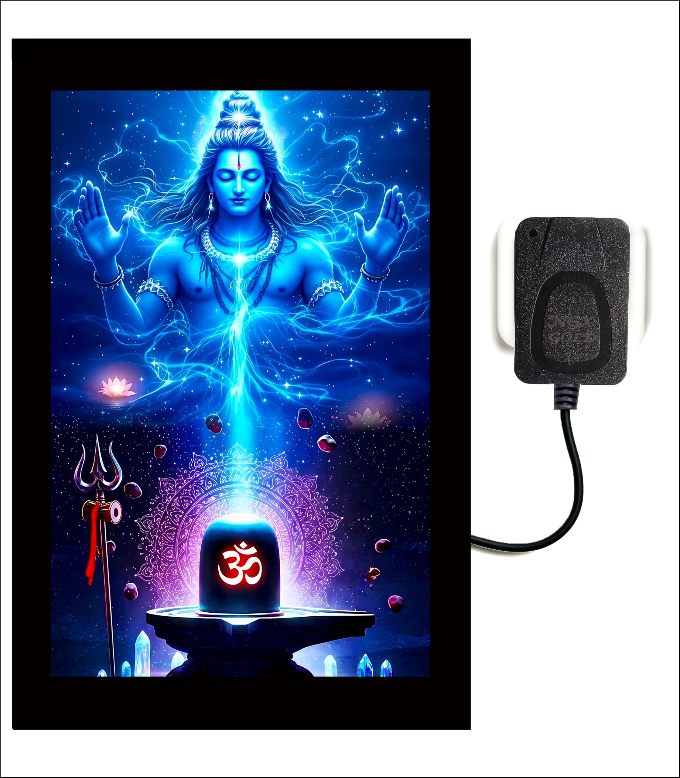 Ads Studio Lord Shiva LED Photo Frame, Religious Wall Art, 12x18 Inch, Aluminium Frame, Glossy Finish, Traditional Indian Style, Indoor Home Decor-image-17