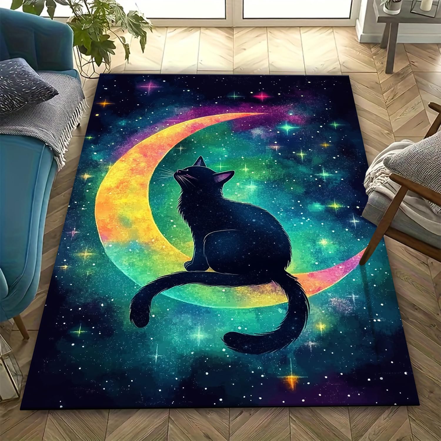 Tapis antidérapant chat 3D évite les glissades tapis de salon sûr