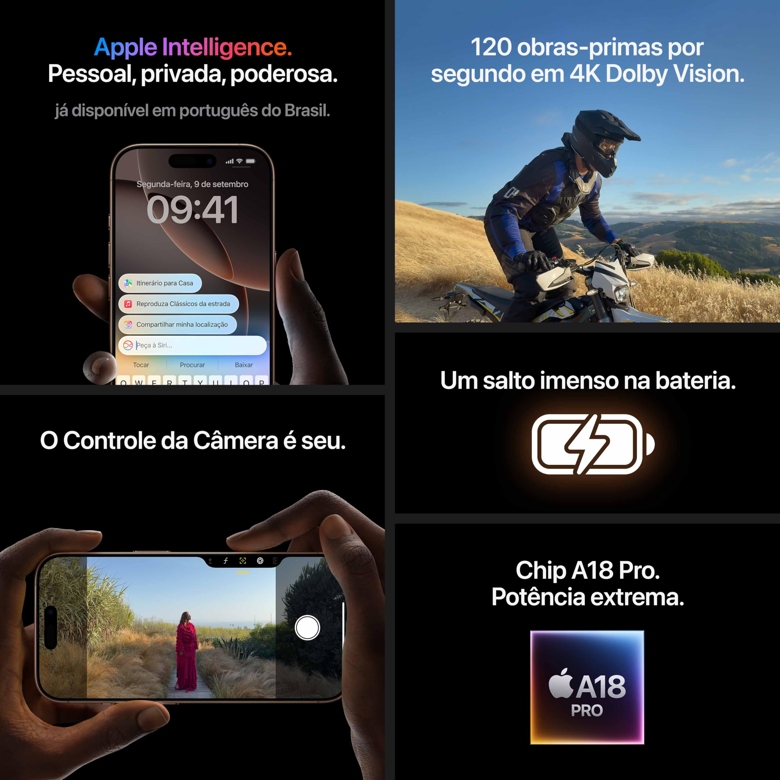 Apple iPhone 16 Pro (512 GB) – Titânio preto (Seminovo) | Amazon
