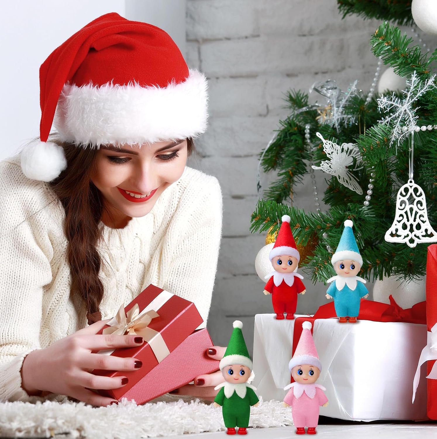 Voiiake Christmas Tiny Elf Doll, Baby Mini Plush Elf Boy & Girl, Little Christmas Doll Decoration Accessories, Xmas Gift for Kids & Adults, Party Favors Supplies