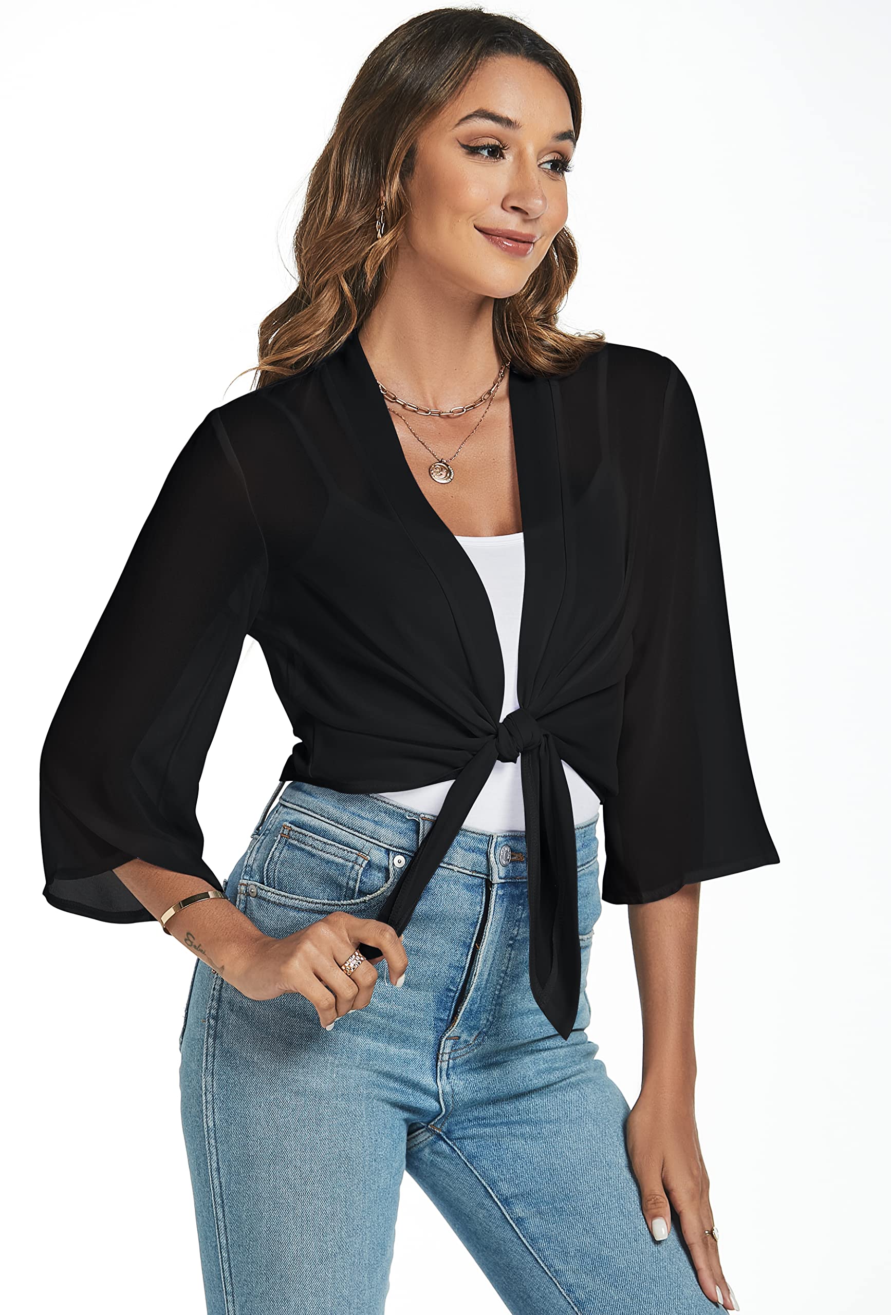 Mujer Verano Torera Chiffon Cárdigan