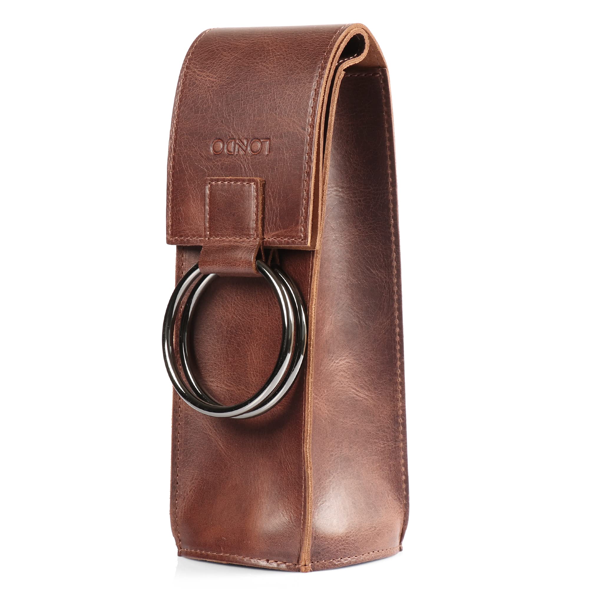 Londo Estuche para Botella de Vino de Cuero Genuino – Elegante y Resistente Porta Vino para Viajes, Picnics y Regalos