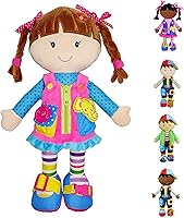 JuneGarden Dressy Friends Belle 15.5" Montessori Plush Doll - Educational Dressing Skills Toy for Toddlers 2+