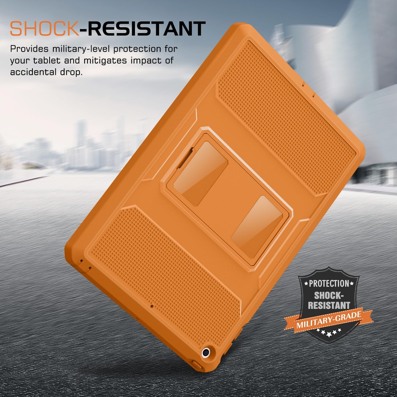 MoKo Case Fit 2018/2017 iPad 9.7 6th/5th Generation - [Heavy Duty] Shockproof Full Body Rugged Hybrid Cover with Built-in Screen Protector Compatible with Apple iPad 9.7 Inch 2018/2017, Orange