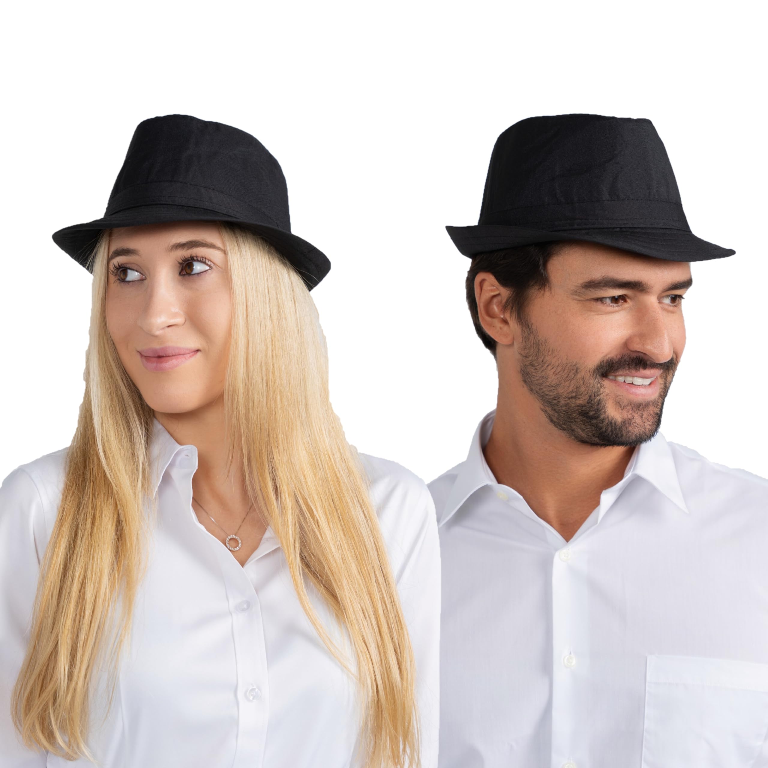 Dress Up AmericaFedora Hat - Black Fedora for Men and Women - Trilby Costume Hat for Adults - Available in Black and White