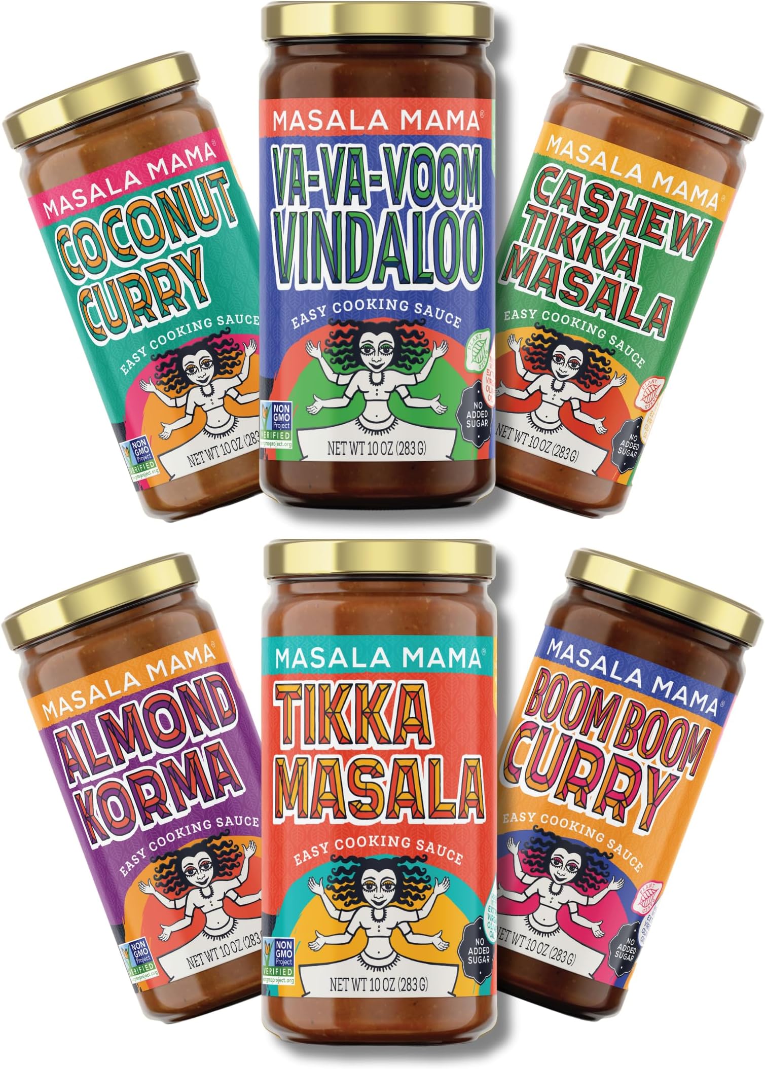 Masala Mama Indian Sauce Variety Pack | Includes Tikka Masala, Vindaloo, Coconut Curry, Cashew Tikka, Boom Boom Curry and Almond Korma | Indian Curry Sauce for Tasty Asian Recipes | Pack of 6