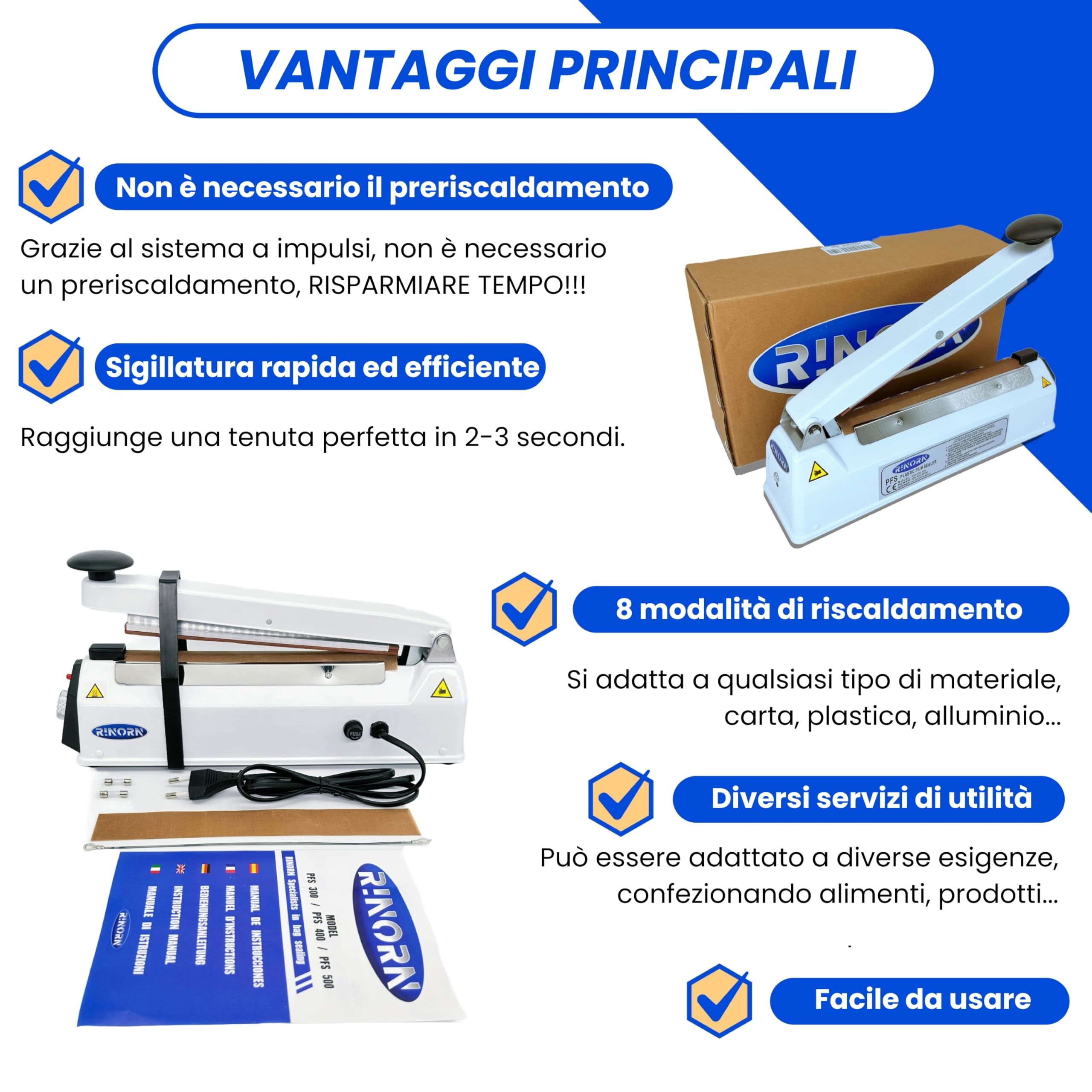 Macchina Sigilla Buste 30cm, 40cm o 50cm / Termosaldatrice Per Sacchetti Compatibile Con Plastica, Carta o Alluminio/Sigillatrice Per Sacchetti con materiali di ricambio. (30 CM)