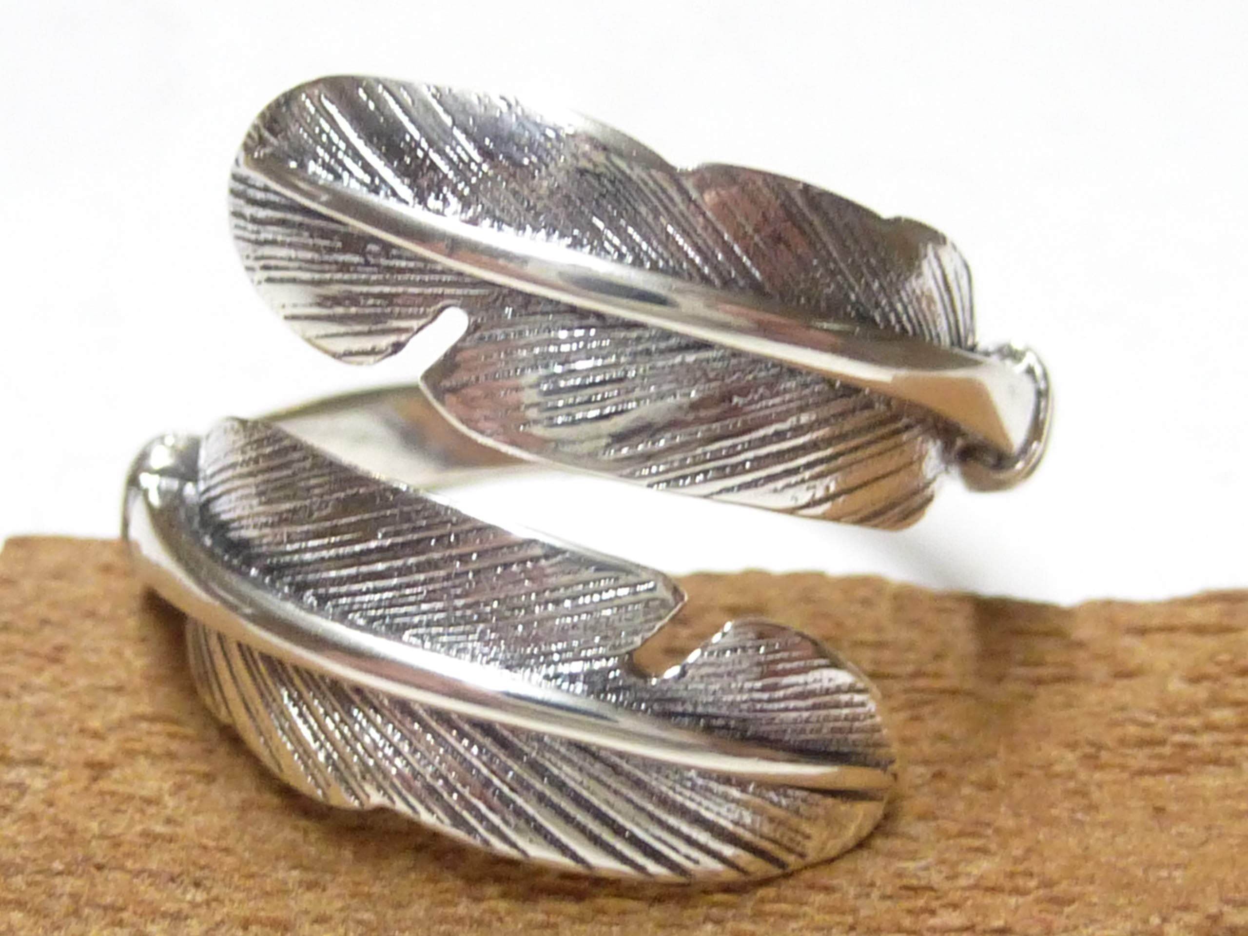 Offener Bandring Motiv Feder, Sterlingsilber, Ringgröße 58-18,5 größenverstellbar, Ringe Unisex