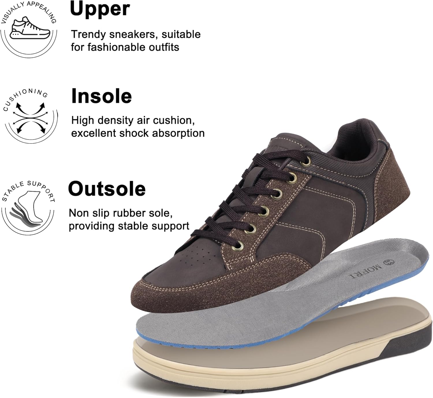 Mofri Men's Fashion Sneakers Casual Shoes for Men Classic Retro Sneakers Dress Business Comfortable Breathable Office Walking Shoes - Image 5