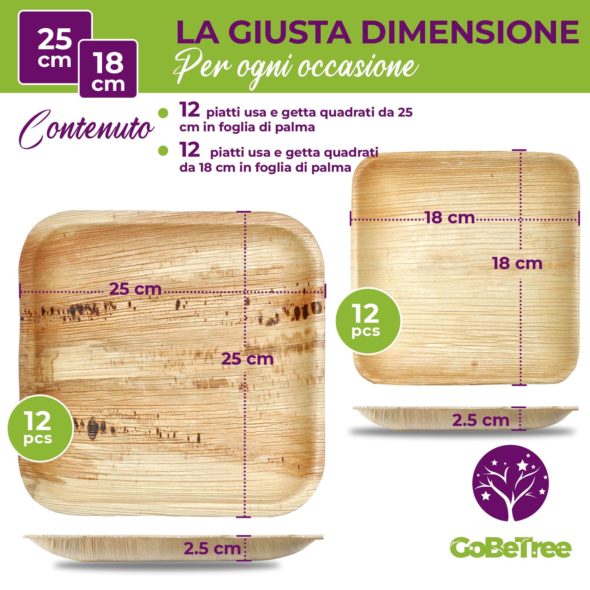 GoBeTree 25 Piatti Usa e Getta in Foglia di Palma Quadrati 25 cm con 50 Posate in Legno, Servizio da Tavola Elegante, Simile al Bambù, per Feste, Barbecue e Picnic GoBeTree 25 Piatti Usa e Getta in Foglia di Palma Quadrati 25 cm con 50 Posate in Legno, Servizio da Tavola Elegante, Simile al Bambù, per Feste, Barbecue e Picnic
