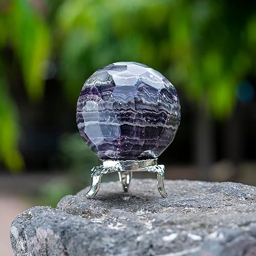 Miniatura 5 de ZAICUS Bola de cristal Gabbro de 1.969 in con corte de diamante índigo con soporte, piedras preciosas de cristal curativo y bolas de cristal para