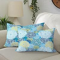 Vista 32 de Paquete de 2 almohadas lumbares impermeables para exteriores con rellenos, 12 x 20 pulgadas, almohada decorativa rectangular para patio, hogar