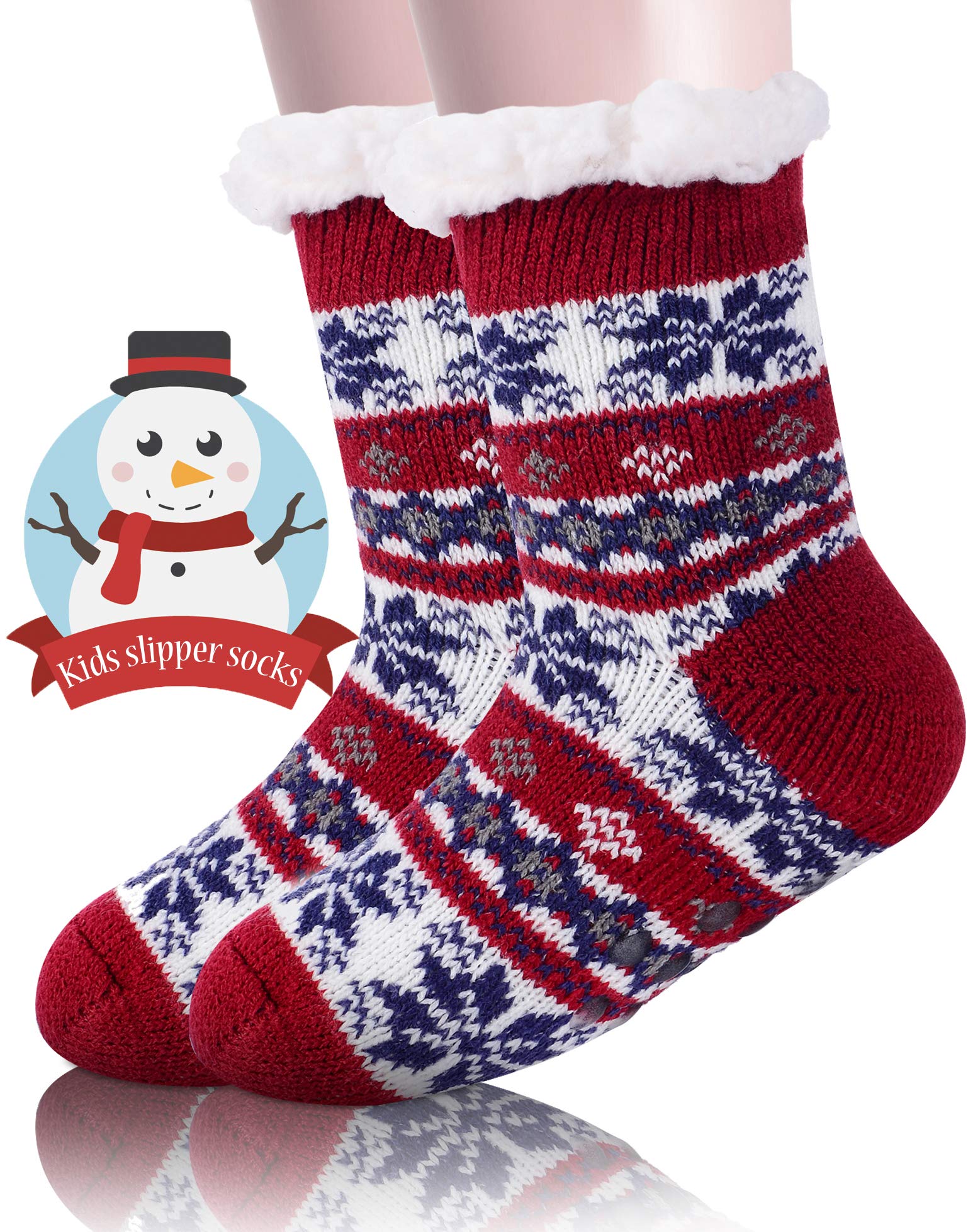 MOGGEI Girls Slipper Fuzzy Socks Kids Boys Fluffy Fleece Lined Warm Plush Sherpa Winter Child Home Socks
