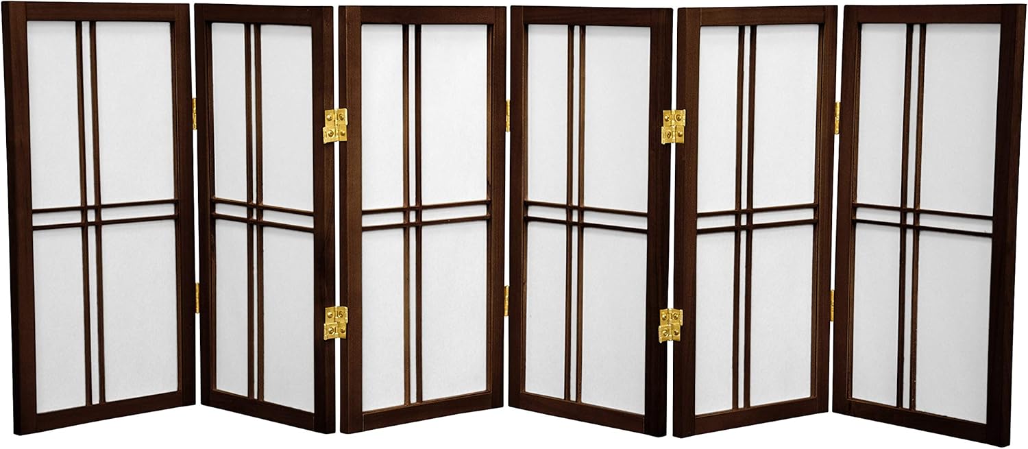 🛒 Flash Sale Oriental Furniture 2 ft. Tall Desktop Double Cross Shoji Screen - Walnut - 6 Panels