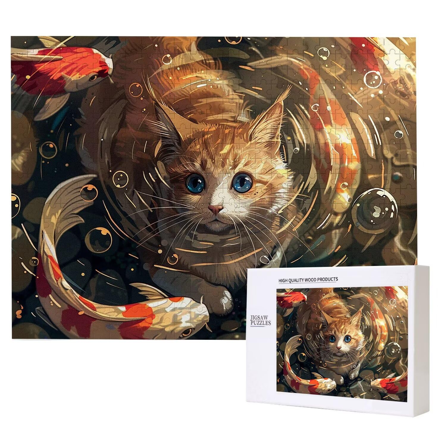 Puzzle układanki, 6000 sztuk klasycznych układanek, łamigłówki rybne relaksacyjne inteligencja, trudne trudne puzzle dla dorosłych trudne puzzle do gry rodzinnej, prezent dla przyjaciela kota 1 K0F884