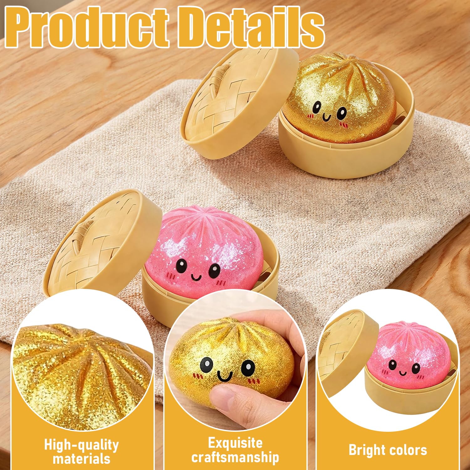 Giant Glitter Dumpling Squishy Toy, 2Pezzi Squishys A Forma Di Ravioli Glitterati, Glitter Dumpling Squishy, Morbida Pallina Antistress Ravioli Spremere Giocattoli, giocattolo da scrivania estensibile