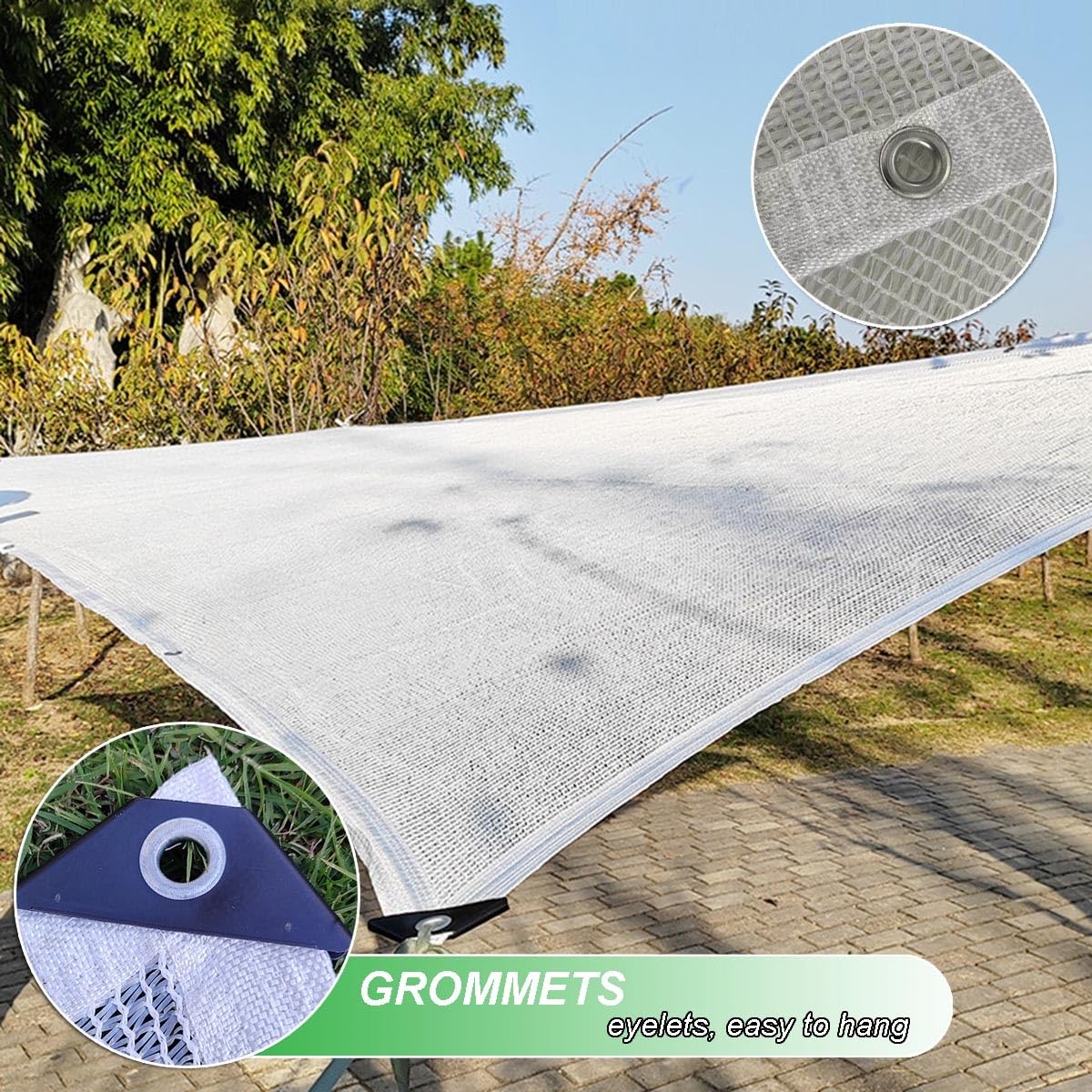 Red de Sombra con Ojales 50% Protección Solar UV - Tela de Sombreado HDPE | Toldo Vela de Sombra, Malla Sombreadora, Tela de Sombra, para Jardín Invernadero, Impermeable Terraza(4.0m x 6m)
