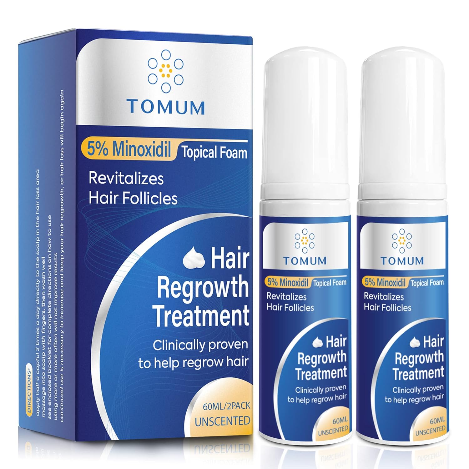 5% Minoxidil Foam for Men & Women Hair Regrowth, Fast-Absorbing Lightweight Minoxidil Treatment for Thinning Hair, Receding Hairline & Balding, Non-Greasy Unscented Hair Growth Foam