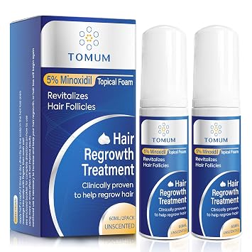 5% Minoxidil Foam for Men & Women Hair Regrowth, Fast-Absorbing Lightweight Minoxidil Treatment for Thinning Hair, Receding Hairline & Balding, Non-Greasy Unscented Hair Growth Foam