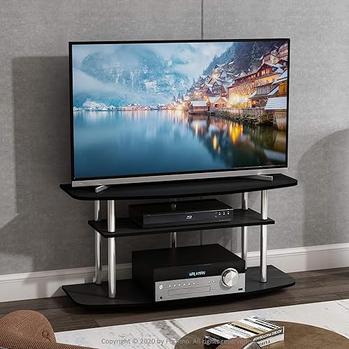 Miniatura 64 de Furinno Tools - Mesa de 3 niveles para TV., Madera, Roble francés gris/negro. Roble francés gris/negro.,Marron oscuro,Espresso / negro,Ámbar