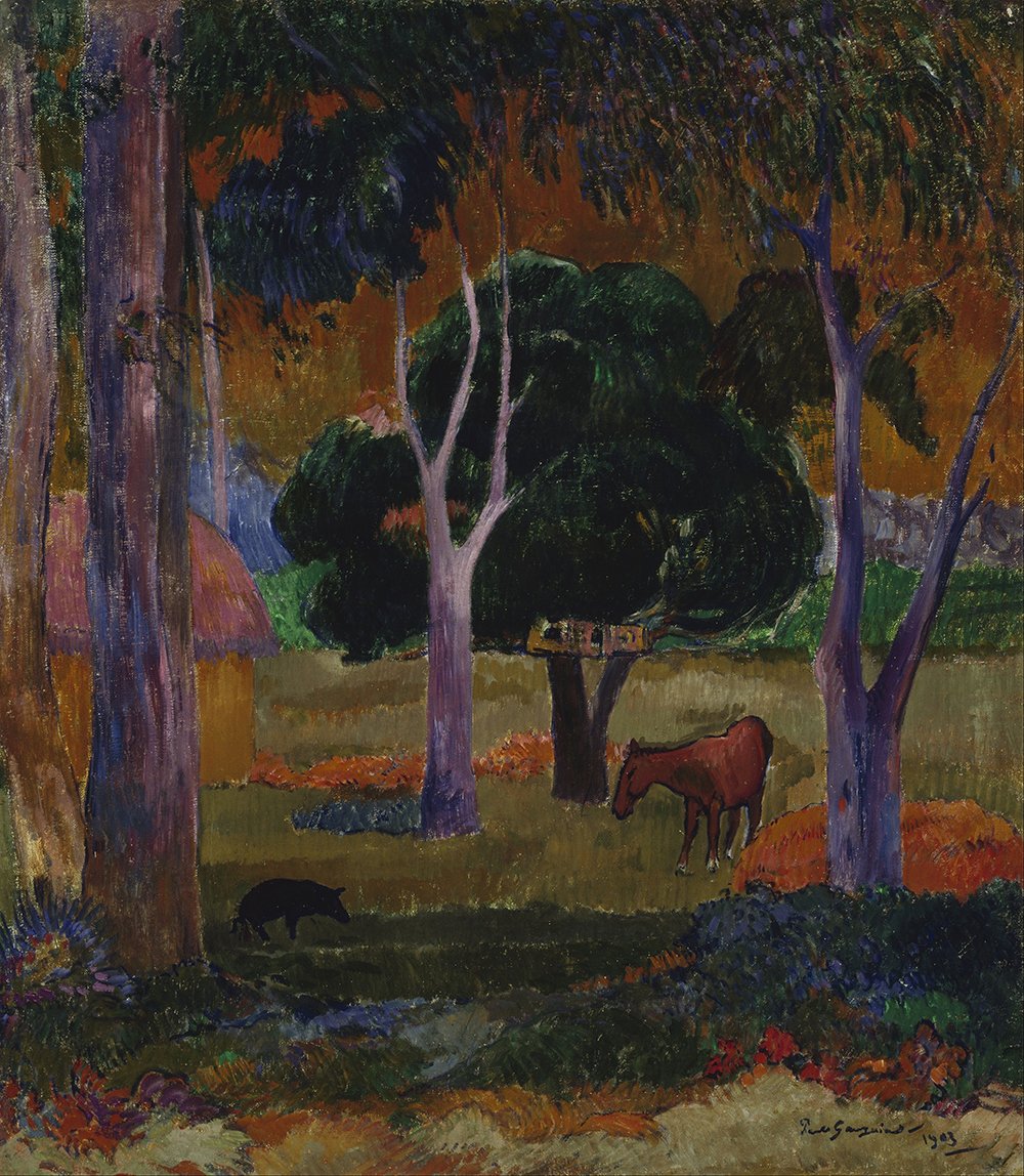 Cuadro de Gauguin en papel de archivo premium con marco negro elegante, tamaño pequeño
