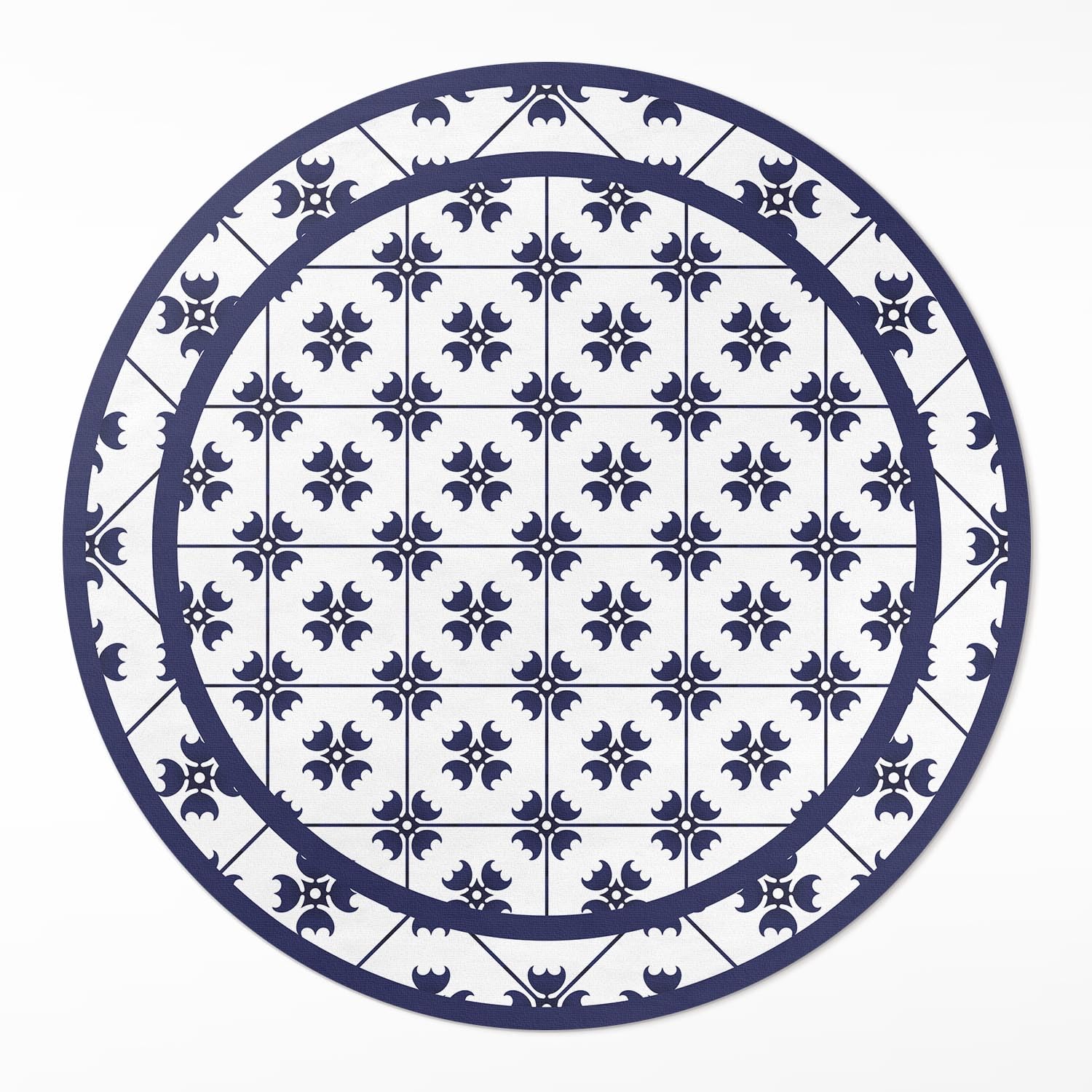 Tapis vinyle rond ø120 cm style mosaïque décorative pour le sol de la cuisine et du salon