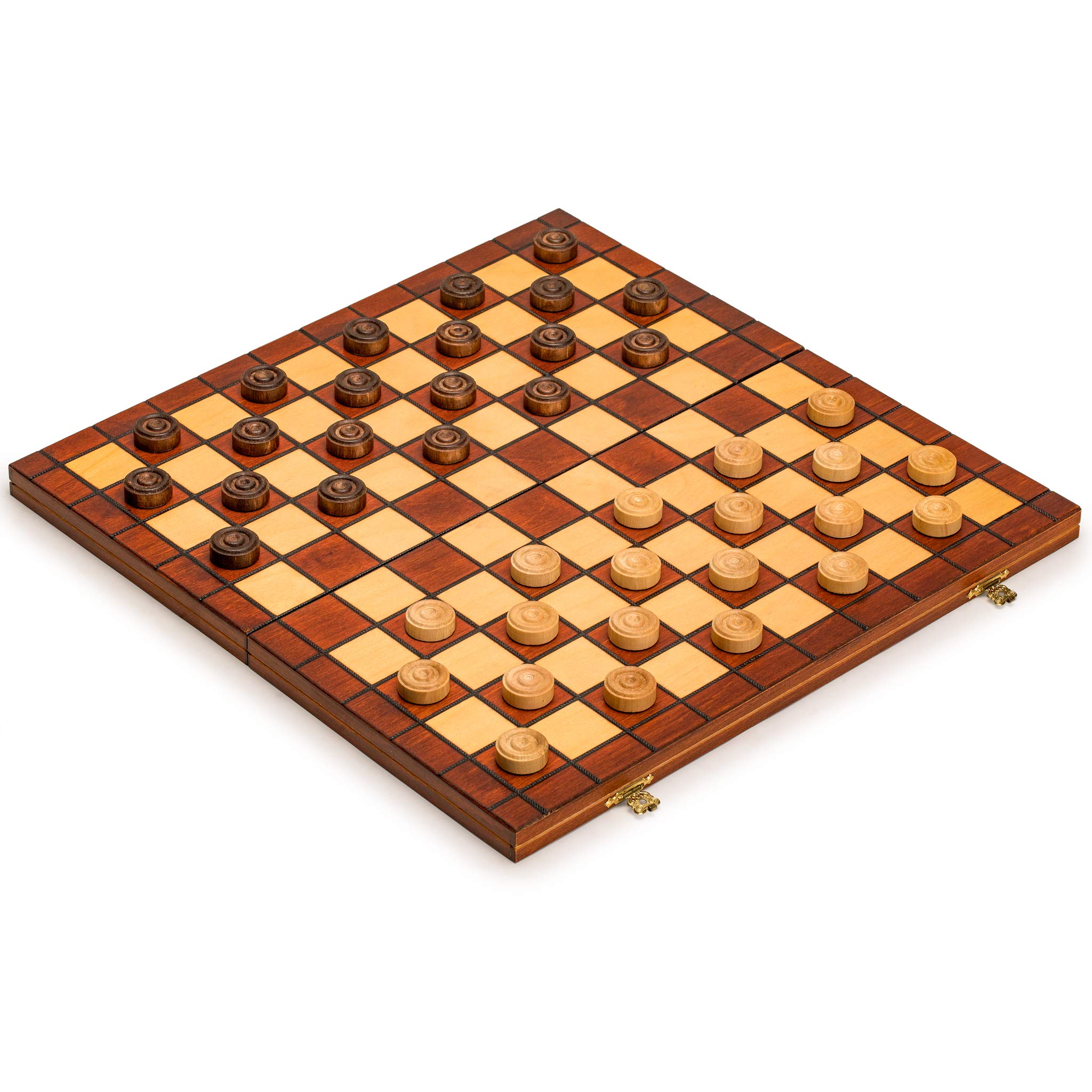 Checkers Set in Folding Wooden Case - 100 Playing Field - 15-1/2''