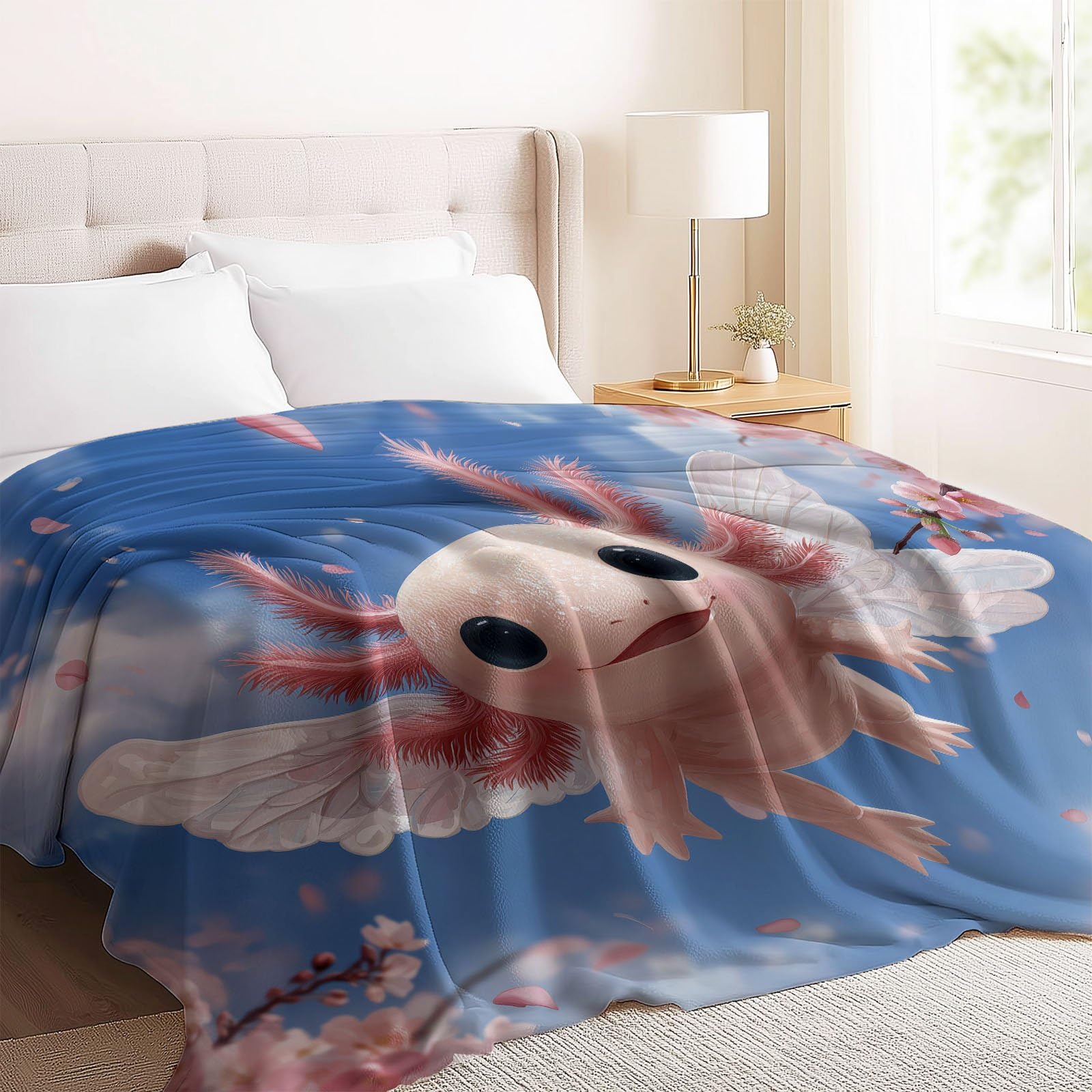 Fantasie Cartoon Kuscheldecke Kreaturen Flügel Blumen Decke Tagesdecke Wohndecke Rosa, Couchdecke Weich Warm Flauschig, Sofa Decke für Reisen Zelten Outdoor, 150 x 200 cm