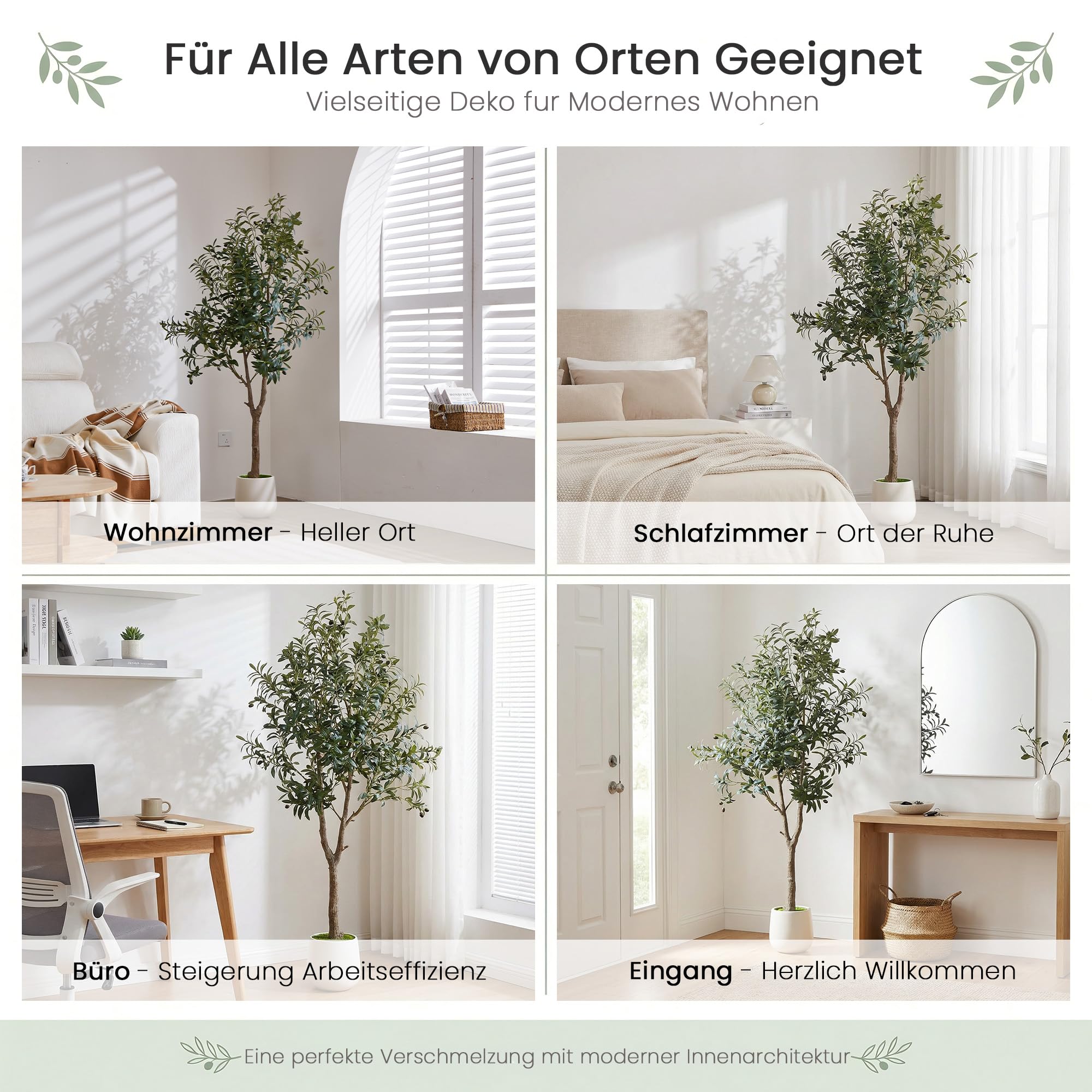 ZKIODV Olivenbaum Künstlich 180cm, Fake Olive Baum mit Lebensechter Früchten, Kunstpflanze Groß mit Weiß Topf, UV Beständig, Künstliche Pflanzen wie Echt für Büro Wohnzimmer Dekor, Faux Olive Tree