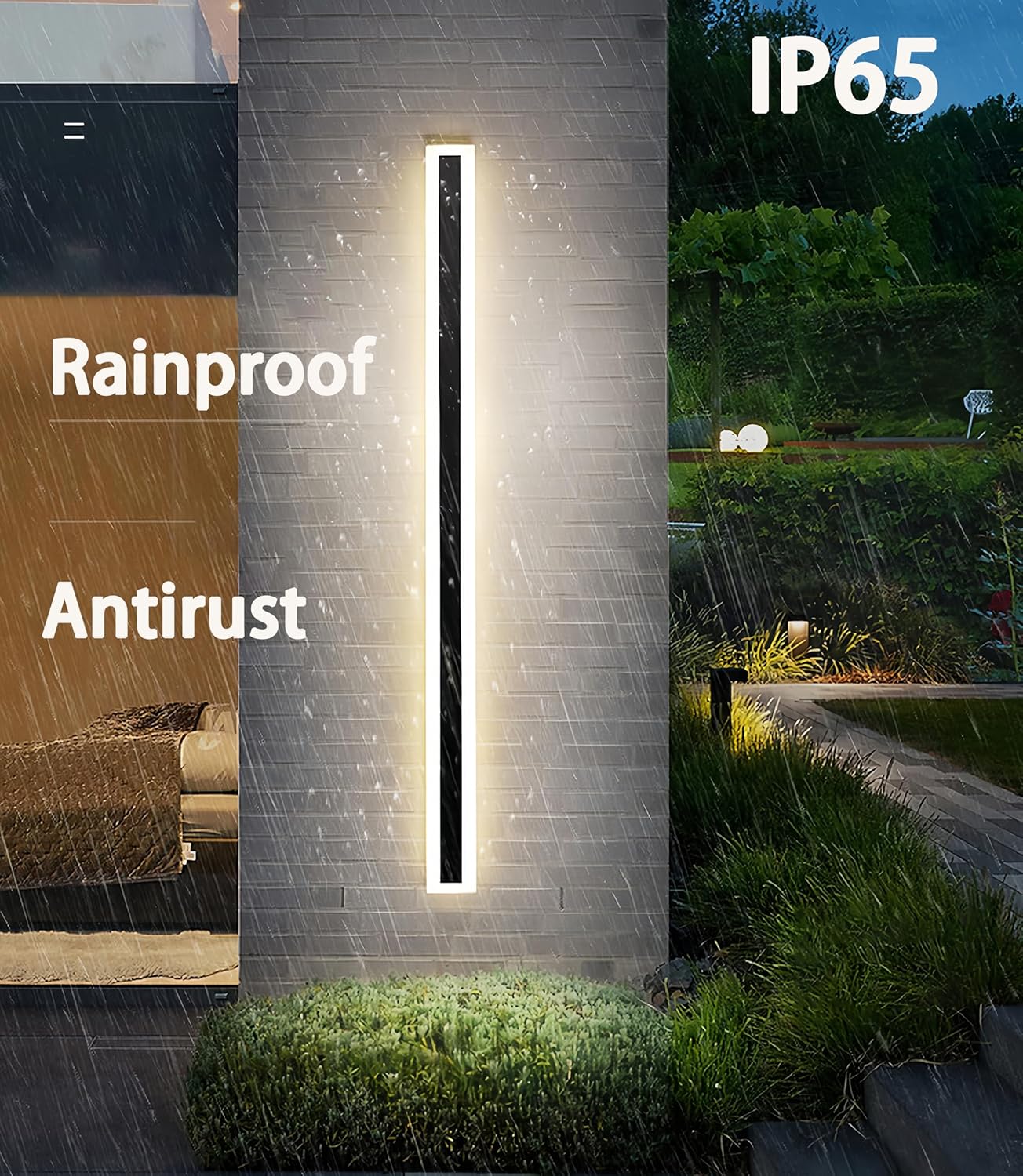 Outdoor Long Wall Lamp Modern LED Waterproof IP65 Outdoor Wall Mount Lighting Fixture, Modern Porch Lights Wall Sconce, Long Linear LED Wall Lamp Outside Lighting for Garage (Cool White, 12 inch)