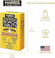 Vista 6 de Tabletas para cucarachas Harris, polvo mata cucarachas de ácido bórico con señuelo para insectos (4 oz, 96 tabletas)