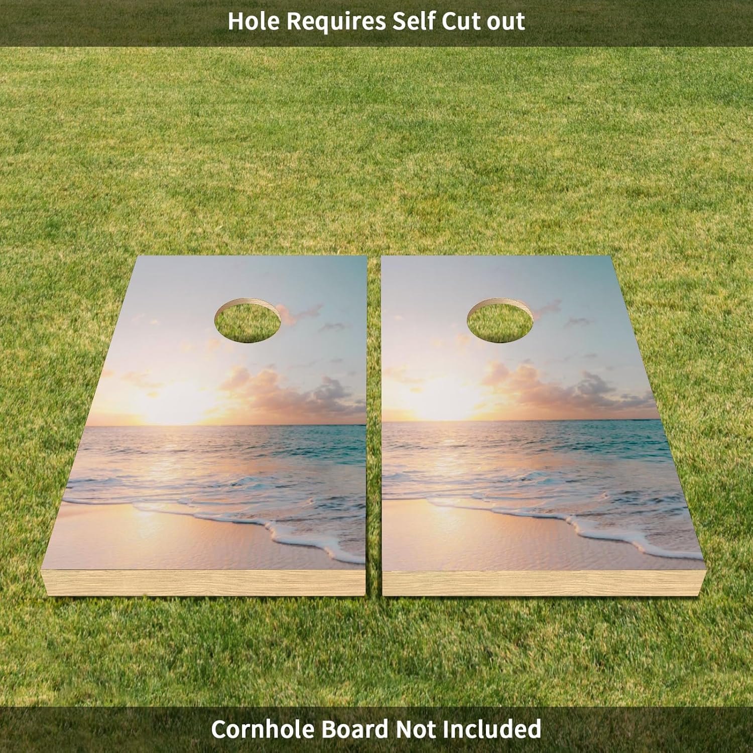 Cornhole Board Wraps Turquoise Sea at Sunset Cornhole Skins for Boards,3ft x 2ft Skin Decal Vinyl Wrap for Cornhole Game Board Bag Toss (2xpcs.)