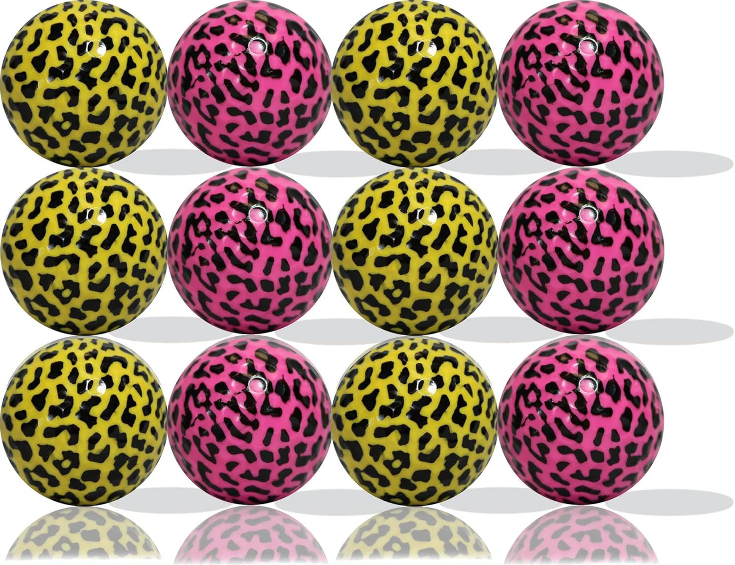 GBM Mixed Leopard Print Novelty Golf Balls – Full Leopard Print Color Golf Balls for Gifts, Tournaments, League Events & Collectors, Ladies Golf Accessories, 12-Pack
