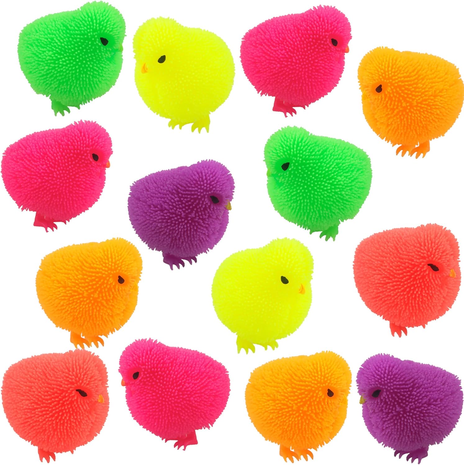 Fahacop 14 Pack Easter Chicken Puffer Rubber LightUp Chick