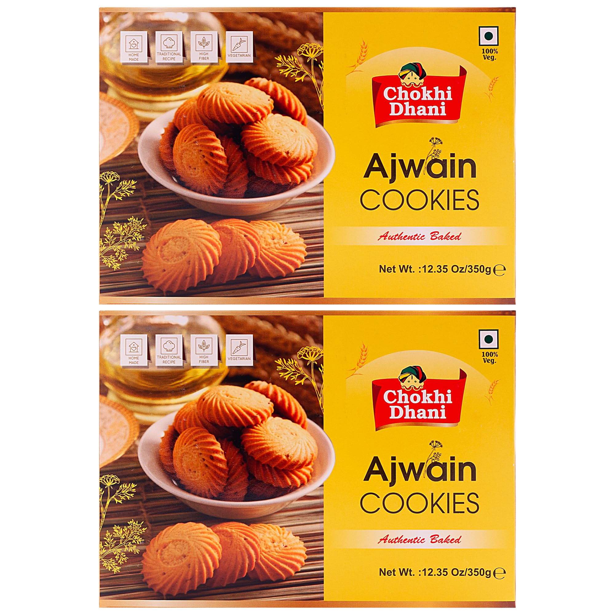 Ajwain Cookies - 350 gm| Digestive Cookies | Tea Time Snacks | Bakery Biscuits Pack of 2